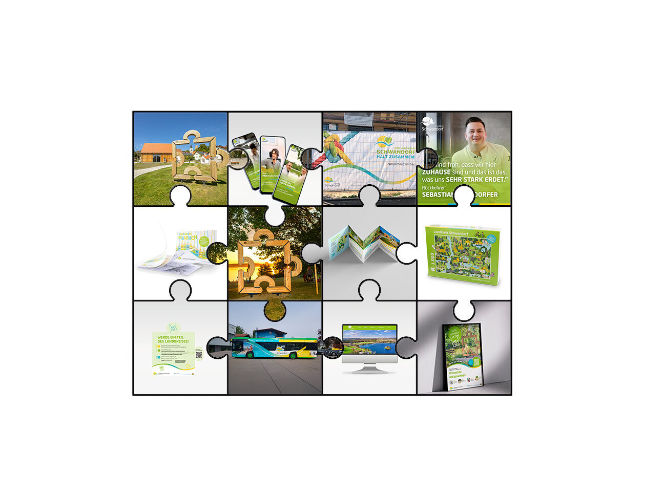 Puzzle-Montage der Landkreiskampagne-Projekte
