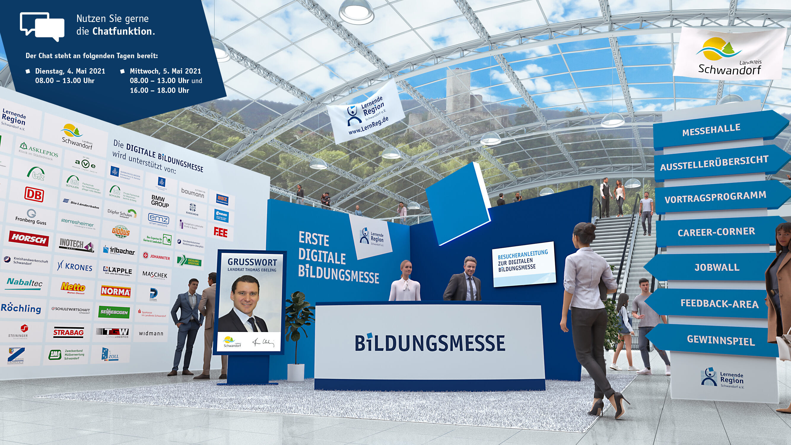 Digitales Foyer auf der Webseite zur Bildungsmesse