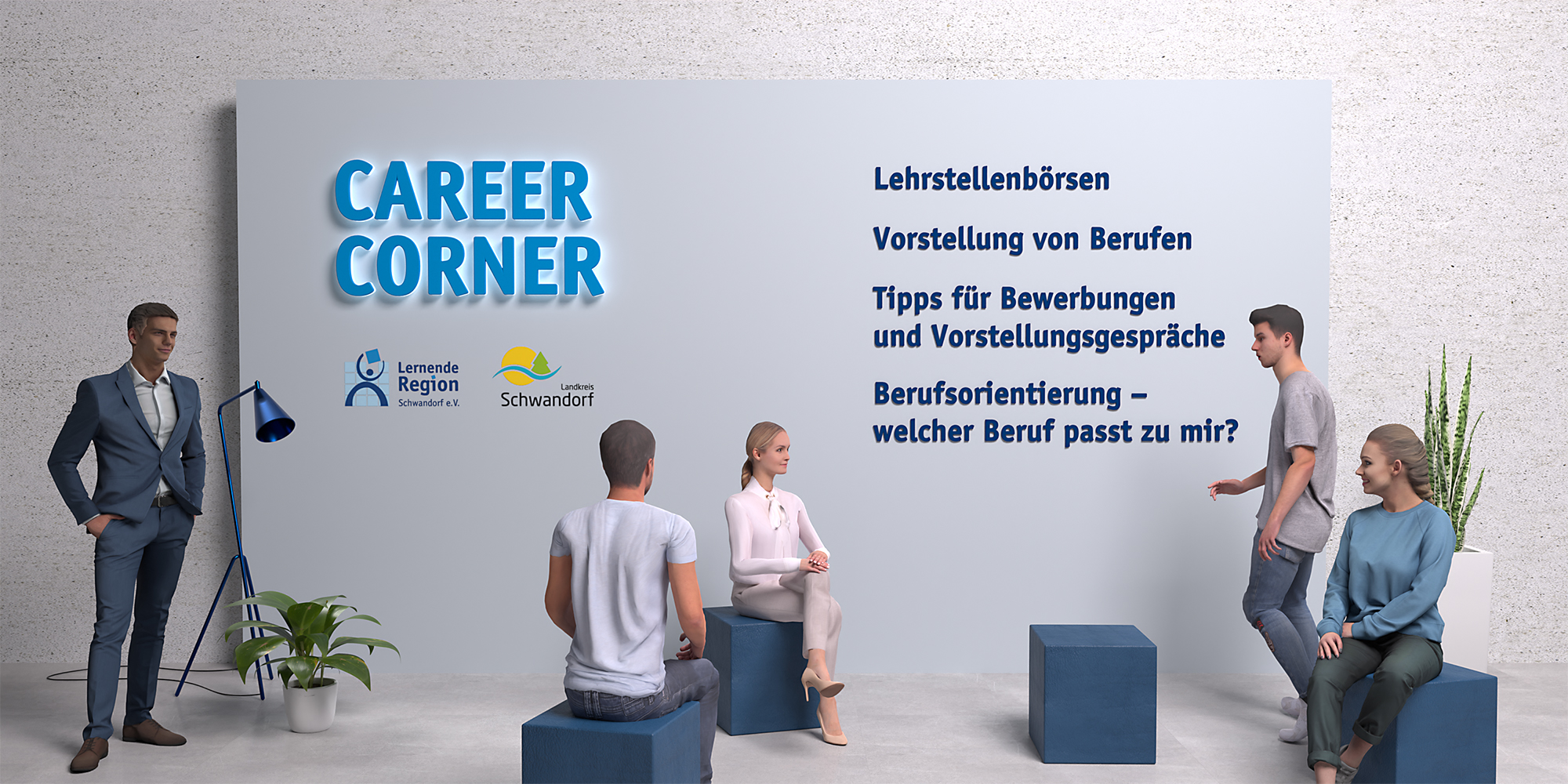 Bild der Career Corner der Website für die Bildungsmesse