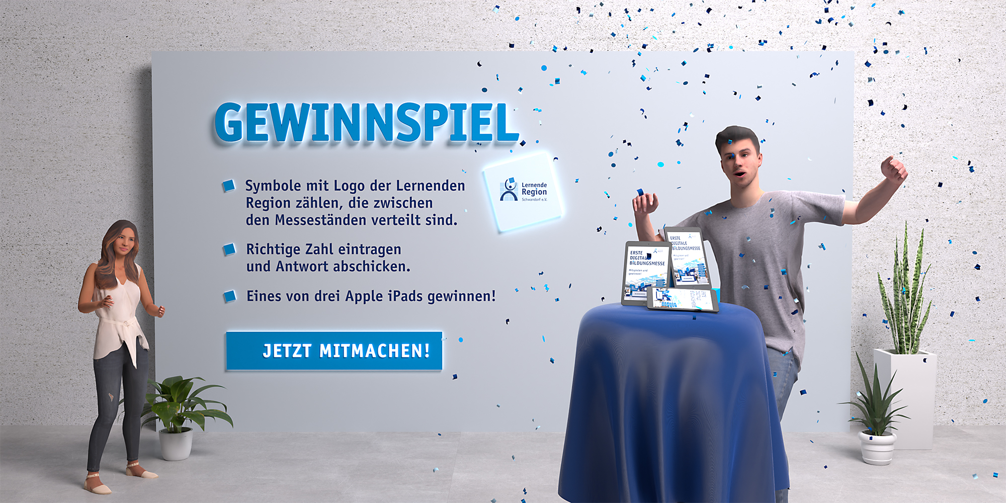 Bild der Gewinnspielecke der Website für die Bildungsmesse