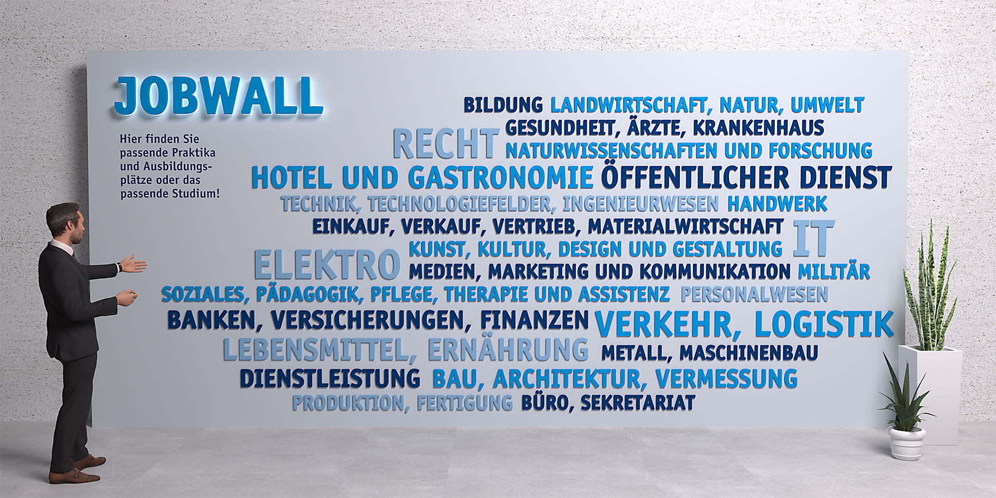 Die Jobwall der Website für die Bildungsmesse in Maxhütte-Haidhof