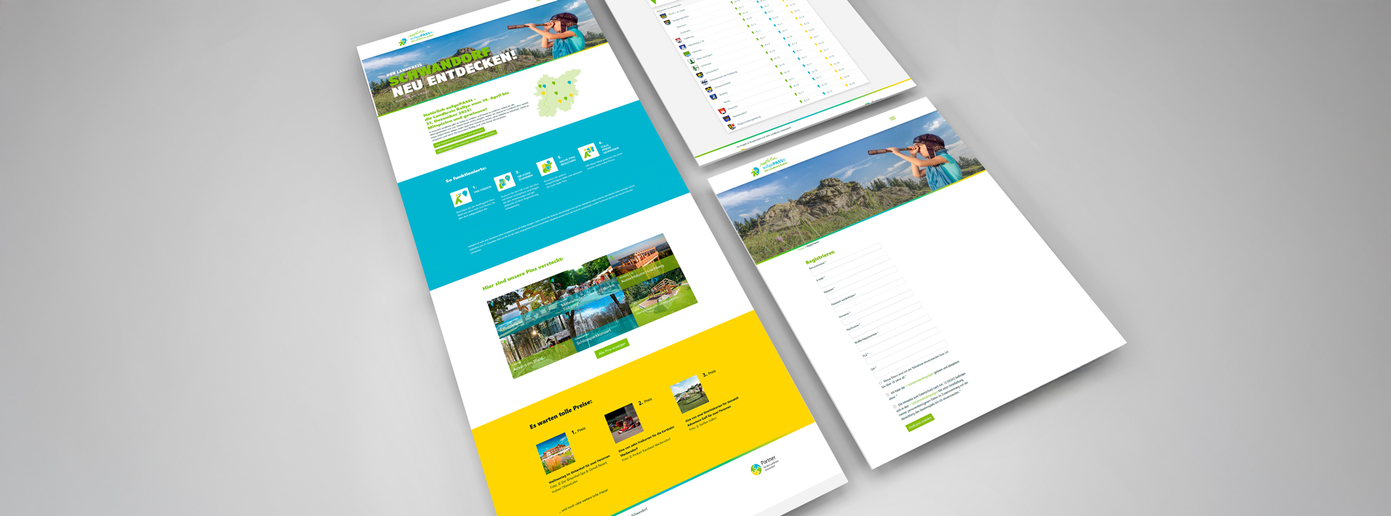 Mockup der Webseite in Blattansicht