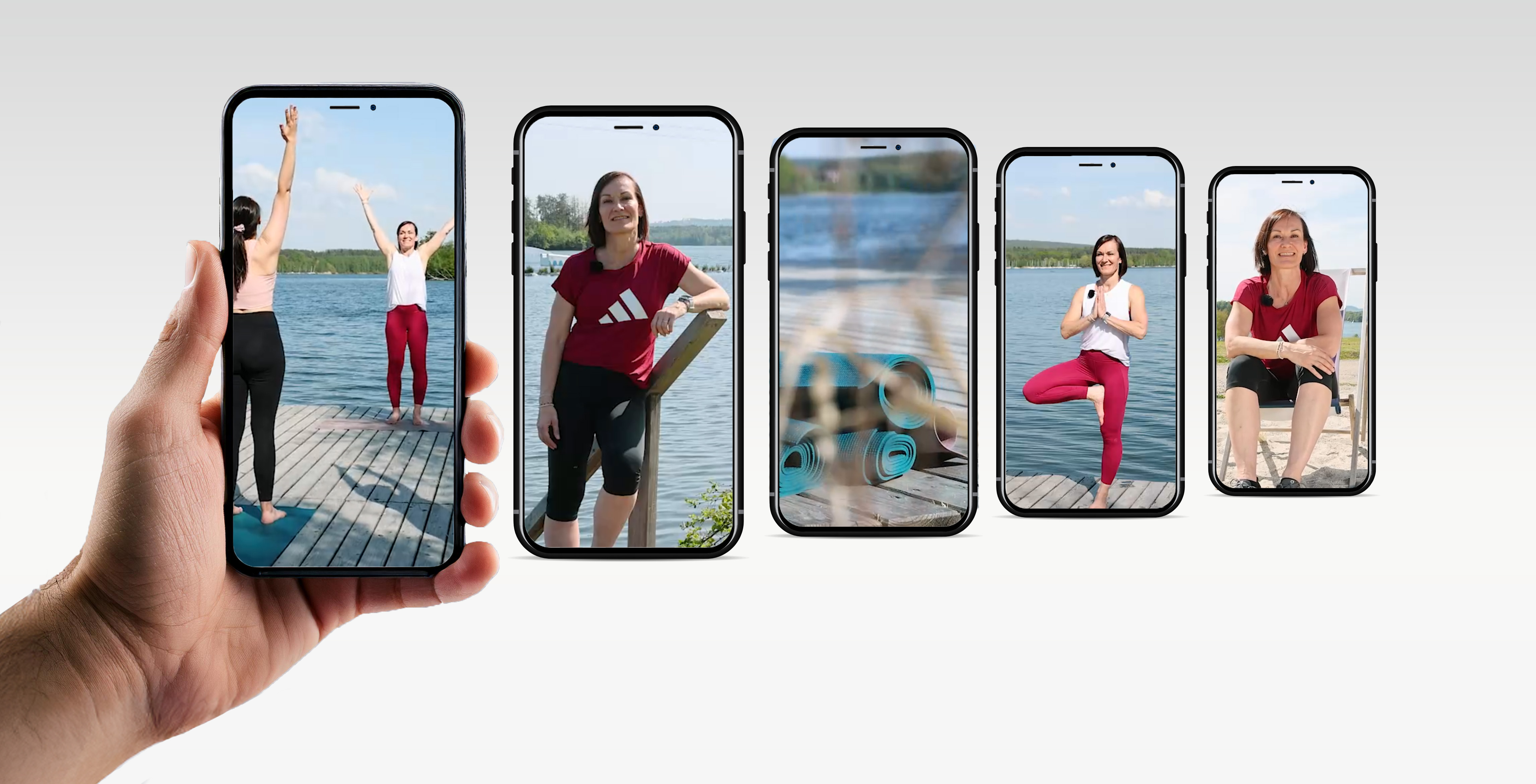 Handymockups des Testimonial-Videos von Frau Koller