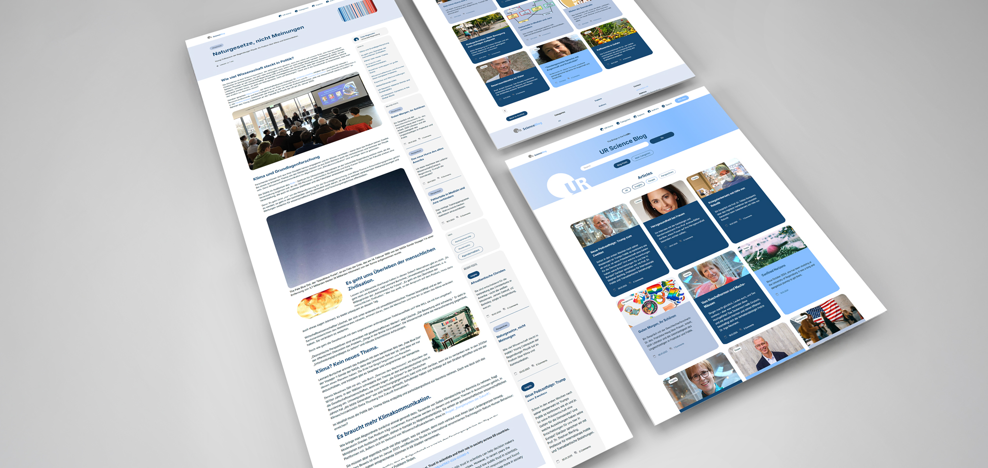 Mockup der Blog-Webseite im Seitenformat